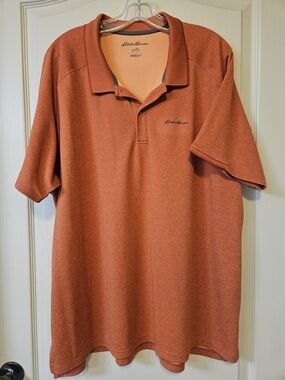 Eddie Bauer Men's Short-Sleeve Polo in Rust Orange